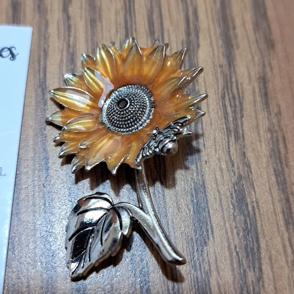 GANZ Sunflower Charm with Silver Leaf/  UNDLE ONLY - Picture 2 of 5